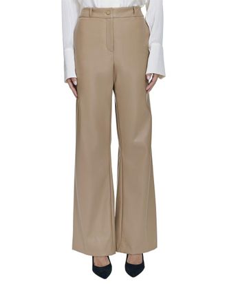 Halston Heritage Vegan Leather Wide Leg Pant