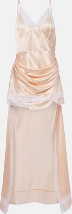 Magda Butrym Lace-trimmed silk satin slip dress