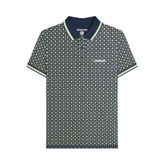 Lambretta Heren Geometrisch Poloshirt (Marine/Basil)