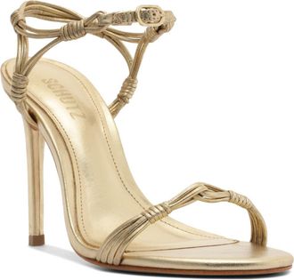 Schutz Nara Ankle Strap Stiletto Sandal in Platina at Nordstrom, Size 8.5