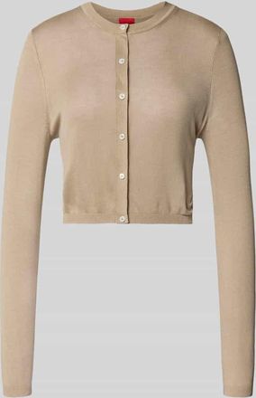 HUGO BOSS Slim Fit Strickjacke aus Viskose-Seiden-Mix Modell SESSIRY in Beige, Gr&ouml;&szlig;e XXL