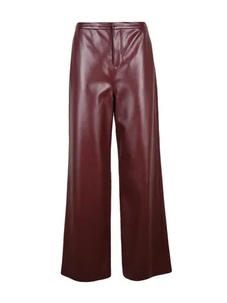 Isabelle Blanche Wide-Leg Trousers with High Waist and Glossy Texture