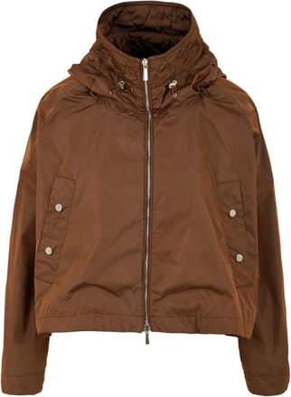 Moorer Korte winddichte jas met capuchon en raglanmouwen - Dames - Zomerjassen - Bruin - M - Jassen