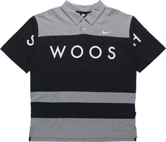 Nike Sportswear Swoosh Logo Printing Contrasting Colors Loose Polo Shirt Black DJ5370-010
