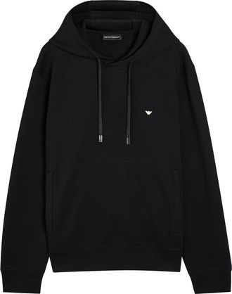 Emporio Armani Logo-embroidered Hooded Jersey Sweatshirt - Black - Xxl