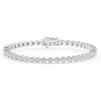 Grown Brilliance 2 Carat Round Lab Grown Diamond Tennis Bracelet in 14K White Gold, Size 7 Inches, F Color, VS2 Clarity