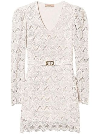 Twin-Set macramé lace mini dress - Neutrals