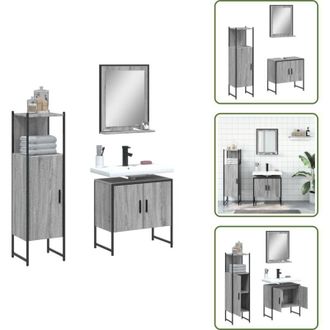 vidaXL Specchio da bagno - vidaXL Set Mobili da Bagno 3 pz Grigio Sonoma in Legno Multistrato - Ripiano portaoggetti