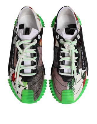 Dolce & Gabbana Womens Multicolor Dg Logo Leopard Cherry Sneaker Shoes Calfskin