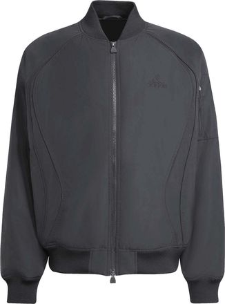 adidas Mens Teamgeist Solid Patterned Zipped Pocket Mock Neck Ribbed Cuff Bomber Jacket in Black - Size X-Large