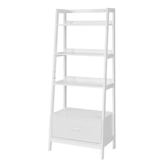 SoBuy Estanterías librerías con 4 estantes y 1 cajón madera blanco