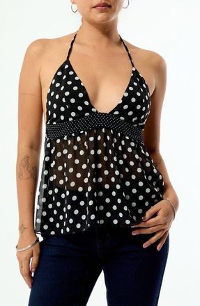 PacSun Arden Mixed Polka Dot Halter Neck Chiffon Top at Nordstrom, Size Xx-Small