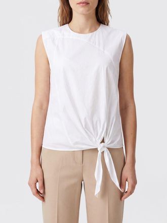 Liviana Conti Sleeveless Crew-Neck Cotton Top with Tie-Fastening