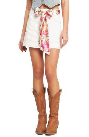 Flying Tomato Scarf Denim Skort in Off White at Nordstrom Rack, Size Medium