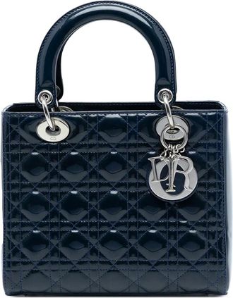 Dior Borsa a tracolla Lady Dior media con motivo Cannage e finitura lucida 2013 - Blu