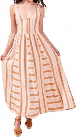 Tribal Striped Maxi Dress In Sahara Beige