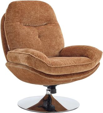 Vente-Unique Sill&oacute;n giratorio de tela texturizada amarillo mostaza ILMACA