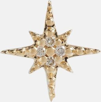 Sydney Evan Starbust 14kt yellow gold stud earring with diamonds