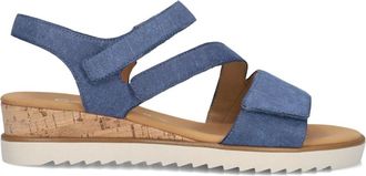 Gabor Schoenen, Dames, Blauw, 35 EU, Leer, Blauwe leren sandalen