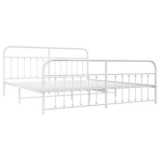 Berkfield Home Metal Bed Frame with Headboard & Footboard White 200x200 cm