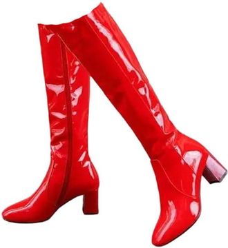 Generic Women Knee High Boots Elegant Pu Leather Side Zipper Cosplay Party Casual Long Boot