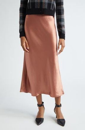 Vince Rumpled Satin Slip Skirt in Petal Amber at Nordstrom Rack, Size Large