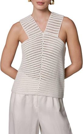 DKNY Metallic Open Stitch Sweater Tank in Cream at Nordstrom, Size X-Small