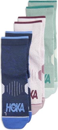 Hoka One One 3-Pack Running Quarter Socks in Varsity Navy /Rosemary at Nordstrom, Size Medium