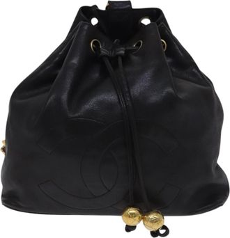 Chanel Coco Mark Black Leather Backpack Bag (Pre-Owned)