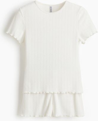 H&M Pointelle Pyjamas in White at Nordstrom, Size Xx-Large