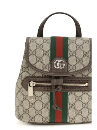 Gucci Womens Backpack Mini Ophidia Coated Gg Beige Fabric Backpacks