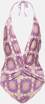 Adriana Degreas Exotic Coral printed halterneck swimsuit