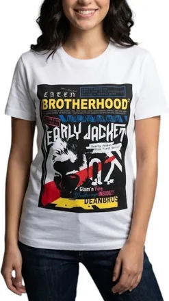Dsquared2 Womens Brotherhood Print Cotton T-Shirt In White