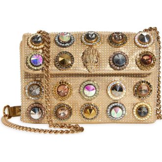Kurt Geiger Medium Kensington Octavia Crystal Leather Convertible Crossbody Bag in Gold Comb at Nordstrom Rack