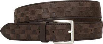 Orciani Bruine leren riem met Intrecciato patroon - Heren - Riemen - Bruin - 95 CM - Leer - Accessoires