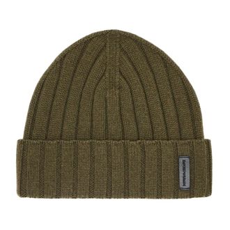 Emporio Armani Accessoires, Heren, Groen, L, Wol, Wool and Cashmere Ribbed Beanie