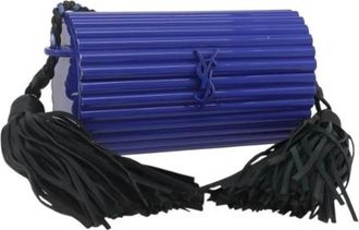 Saint Laurent Pre-owned Clutches, female, Blue, Size: ONE SIZE Pre-owned Plastic Shoulder Bag