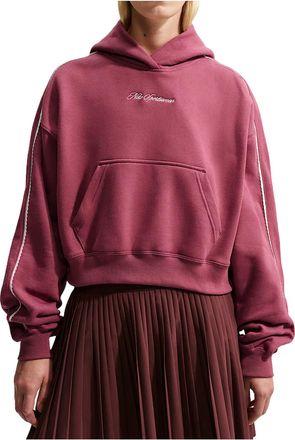 Nike (WMNS) Nike Studio Fleece Medium Weight Graphic Pack Cropped Hoodie Pink Smoke Sail IO9948-654