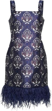 Cara Cara Carlie feather-trimmed mini dress - Blue