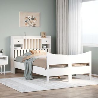 Berkfield Home Bed Frame without Mattress White 135x190 cm Double Solid Wood Pine