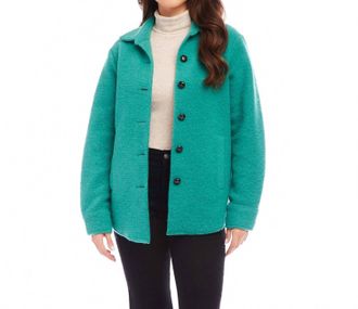 Karen Kane Petite Size Brushed Shirt Jacket In Glass