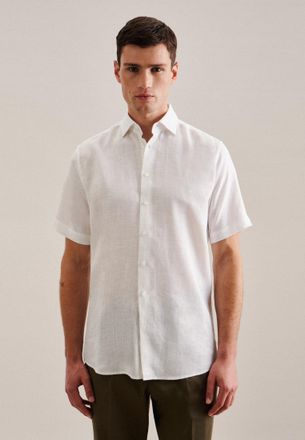 Seidensticker Businesshemd SEIDENSTICKER Regular, Herren, Gr. 3XL (48), normale &Auml;rmell&auml;ngen, weiss (wei&szlig;), 100% Leinen, unifarben, regular fit, gerader Abschluss, H