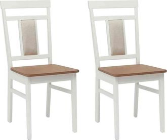 vidaXL Silla De Comedor 2 Pcs Y Natural Madera De Caucho S&oacute;lido Vidaxl