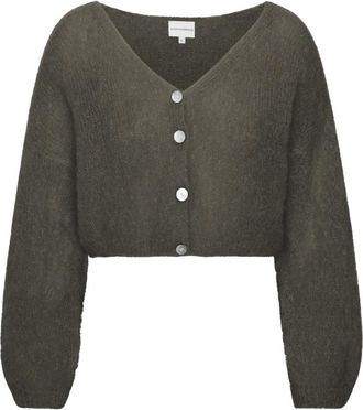 Americandreams Cornelia Cropped Cardigan - Dames - Vesten - Groen - S - Wol - Truien & Vesten