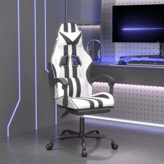 vidaXL vidaXL Sedia da Gaming con Poggiapiedi Bianco e Nero in Similpelle