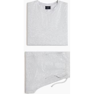 H&M Jersey Pyjama T-shirt And Shorts in Light Gray Melange at Nordstrom, Size Medium