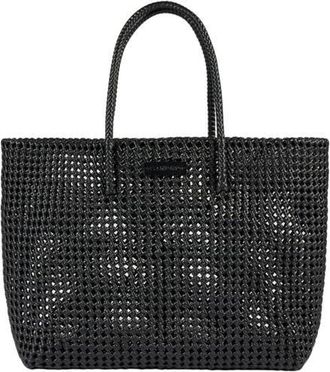 Sandro Woven tote bag with patch in Black at Nordstrom, Size Medium