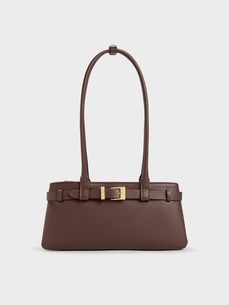 Charles & Keith Jody Genuine Leather Belted Shoulder Bag