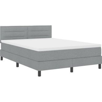 vidaXL Box Spring Bed with Mattress Light Grey 140 x 200 cm Fabric vidaXL