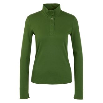 Marc Cain Shirt met lange mouwen en opstaande kraag - Dames - Tops - Groen - Maat: M Katoen